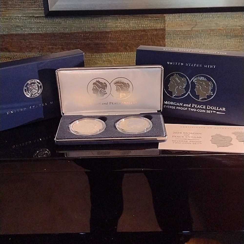 2024 Morgan And Peace Dollar Reverse Proof Two Coin Set, COA - Picture 7 of 10
